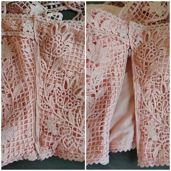 Farm Rio Guipure Lace Crop Top Light Pink Size XS - Picture 13 of 16